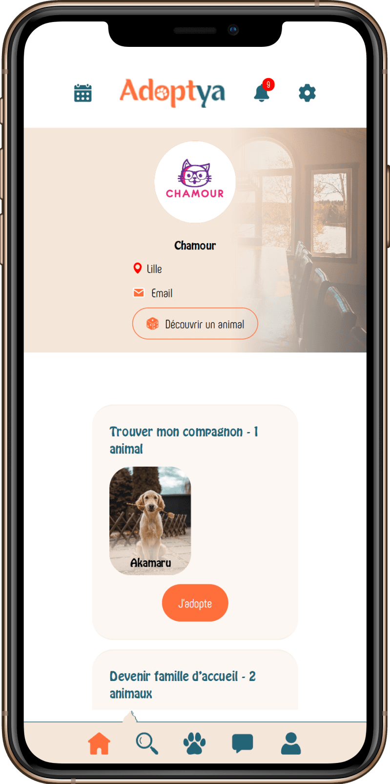 Exemple de fiche d'association sur l'application Adoptya
